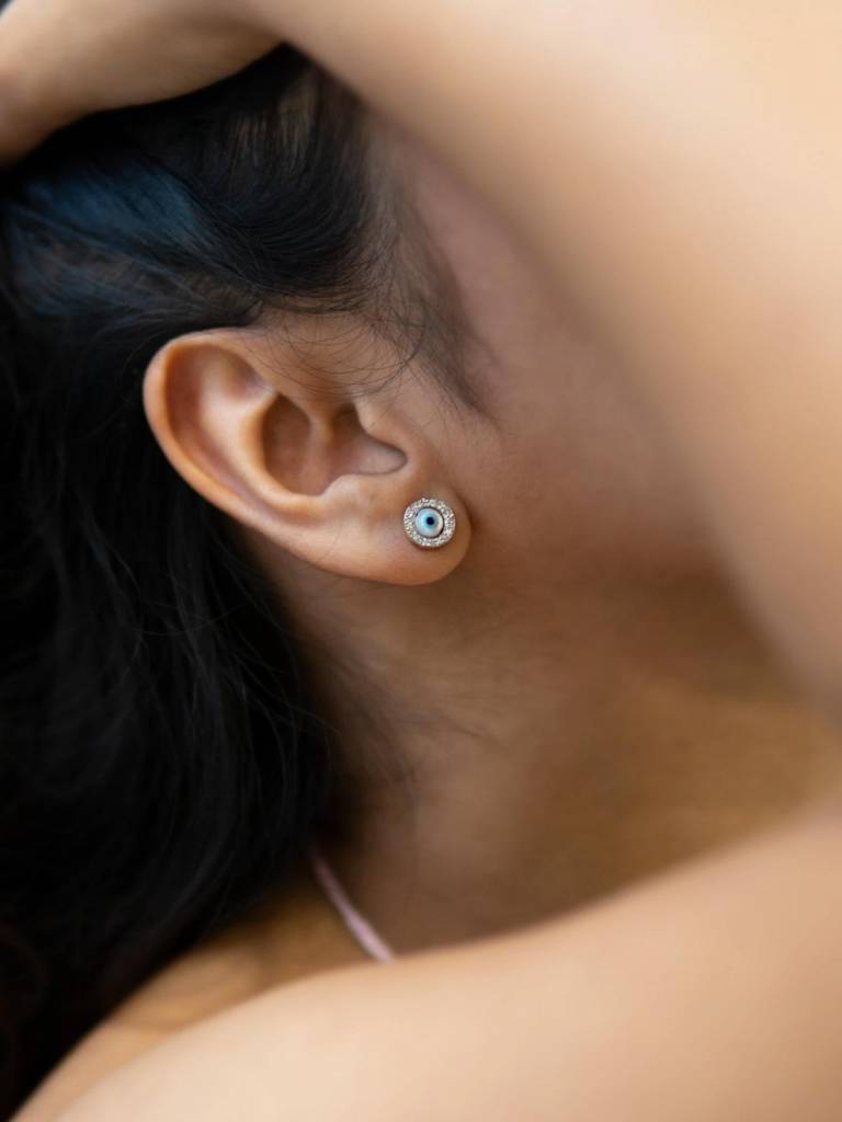 Stac Mini Round Diamond Stud Earrings