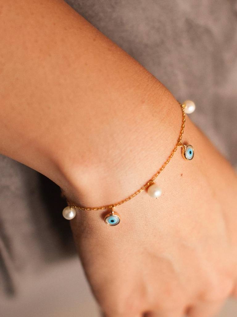 Stac Evil Eye And Pearl Bracelet