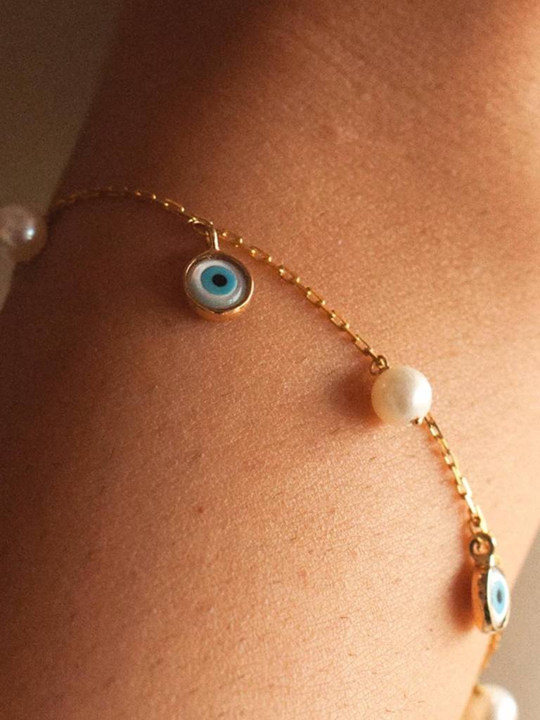 Stac Evil Eye And Pearl Bracelet