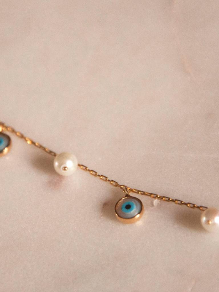 Stac Evil Eye And Pearl Bracelet