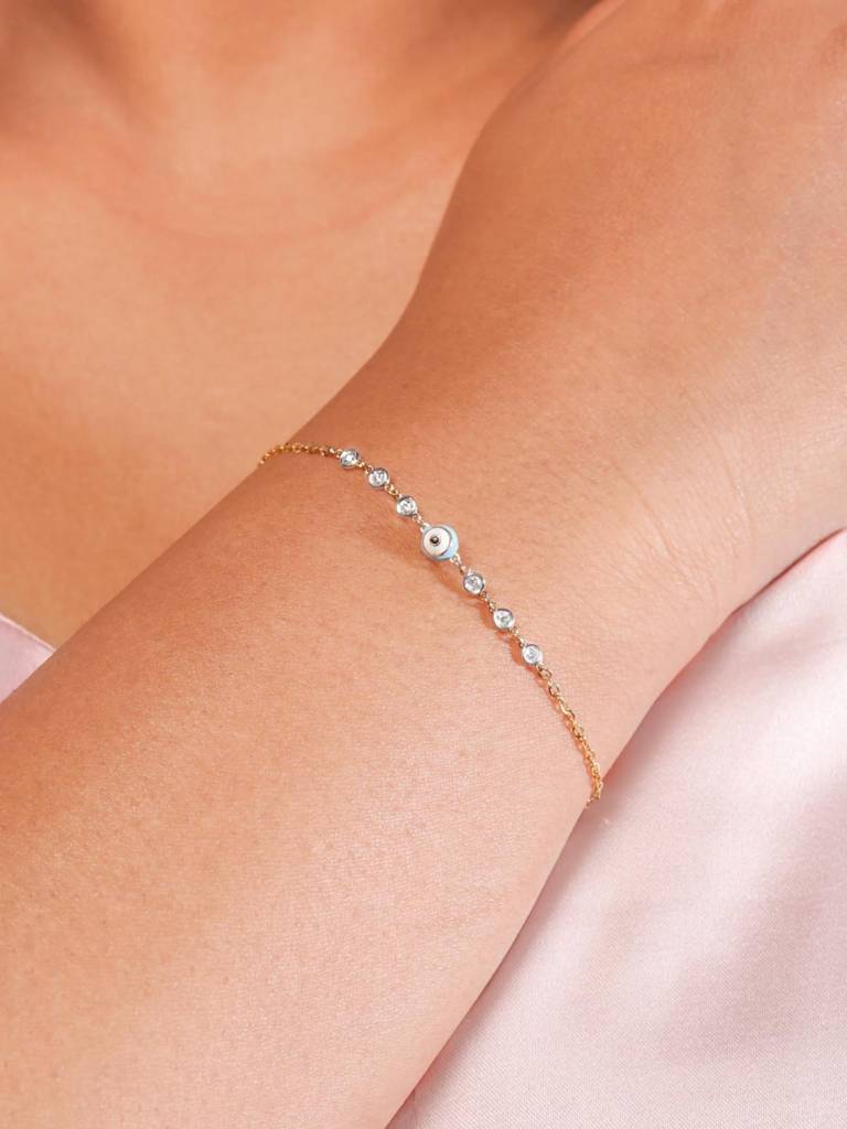 Stac Sky Blue Evil Eye Diamond Bracelet