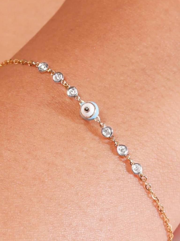 Stac Sky Blue Evil Eye Diamond Bracelet