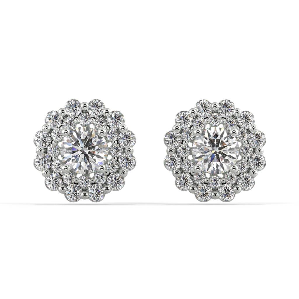 Double Halo Diamond Jacket Earrings : SLVR-EYG-08