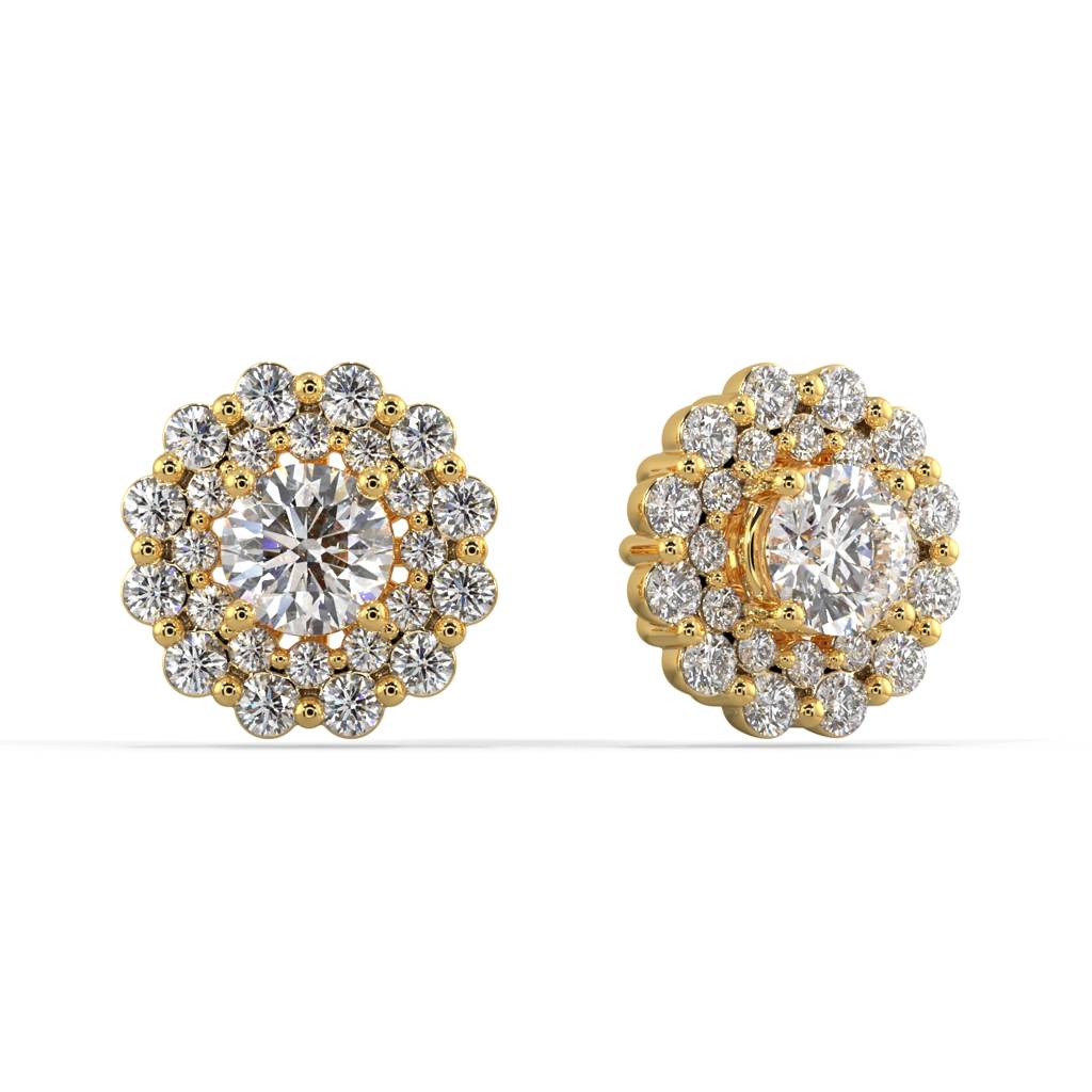 Double Halo Diamond Jacket Earrings : SLVR-EYG-08