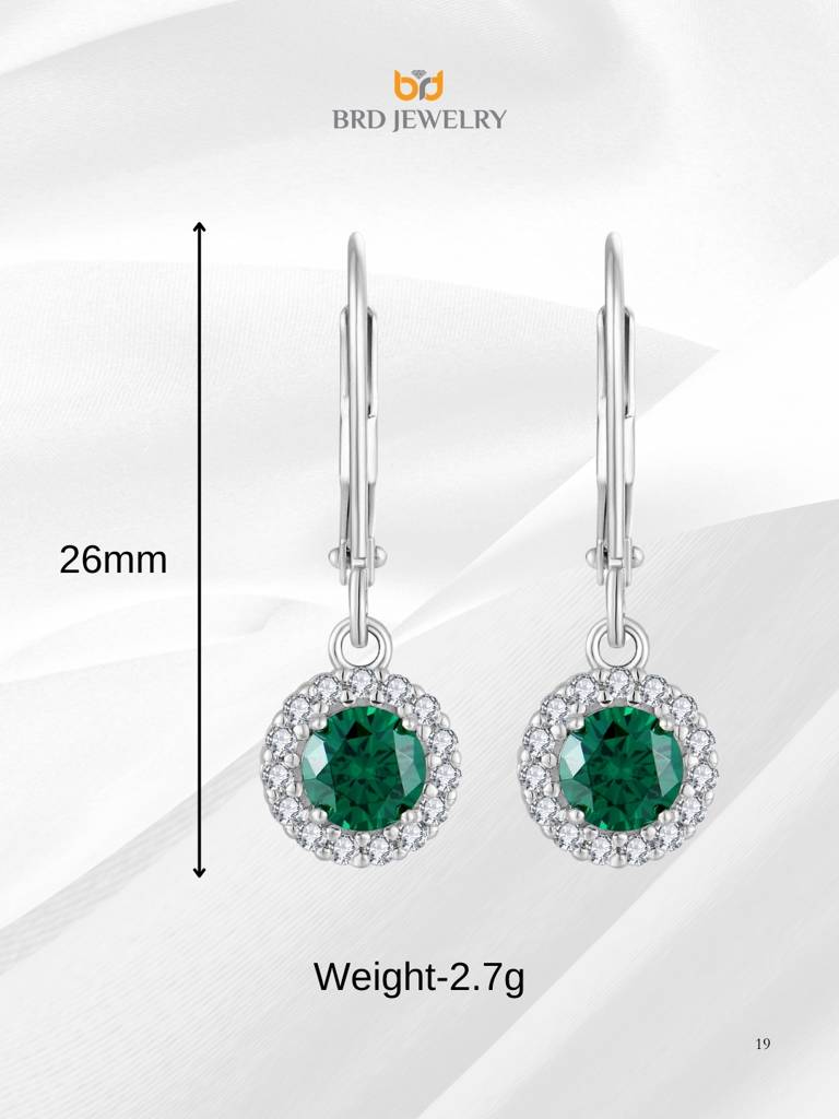 925 Sterling Silver Emerald Cz Dangle Earrings I Green Stone Earrings For Women & Girls : BRD293209