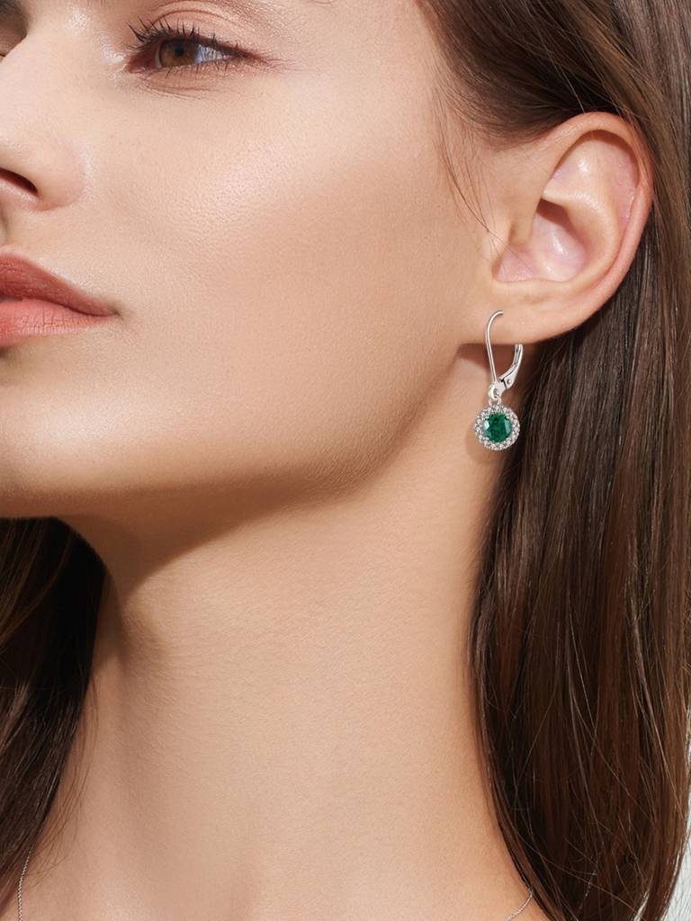 925 Sterling Silver Emerald Cz Dangle Earrings I Green Stone Earrings For Women & Girls : BRD293209