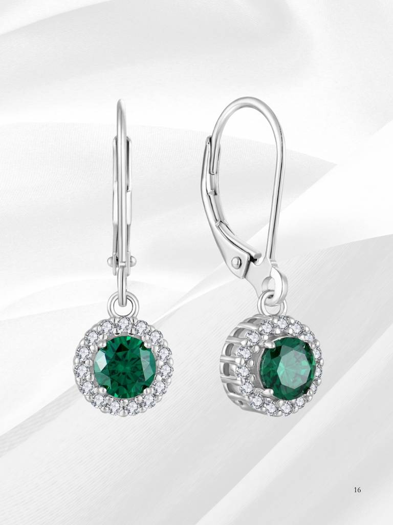 925 Sterling Silver Emerald Cz Dangle Earrings I Green Stone Earrings For Women & Girls : BRD293209