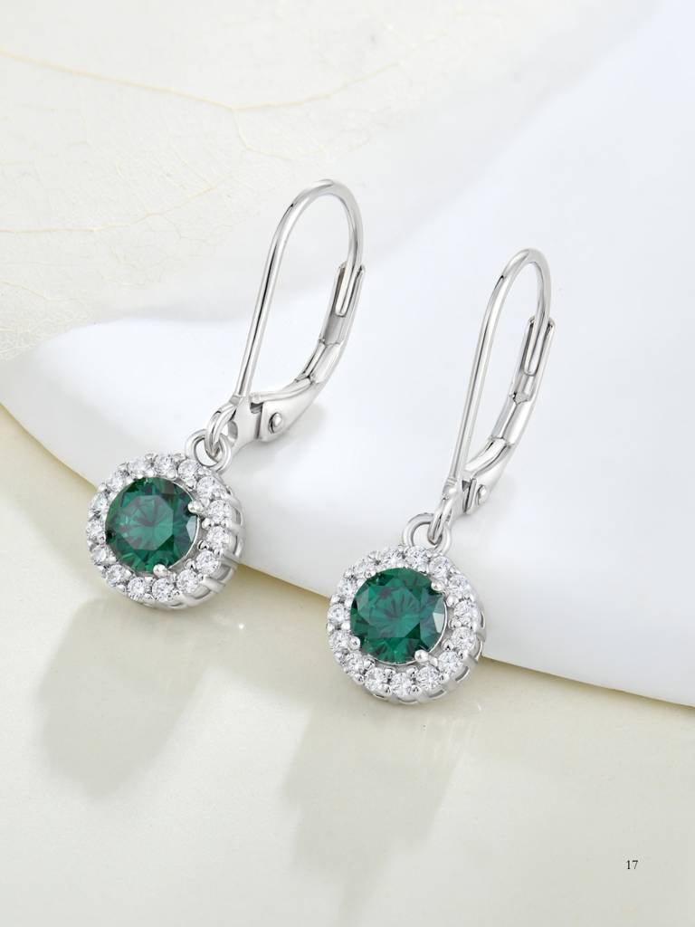 925 Sterling Silver Emerald Cz Dangle Earrings I Green Stone Earrings For Women & Girls : BRD293209