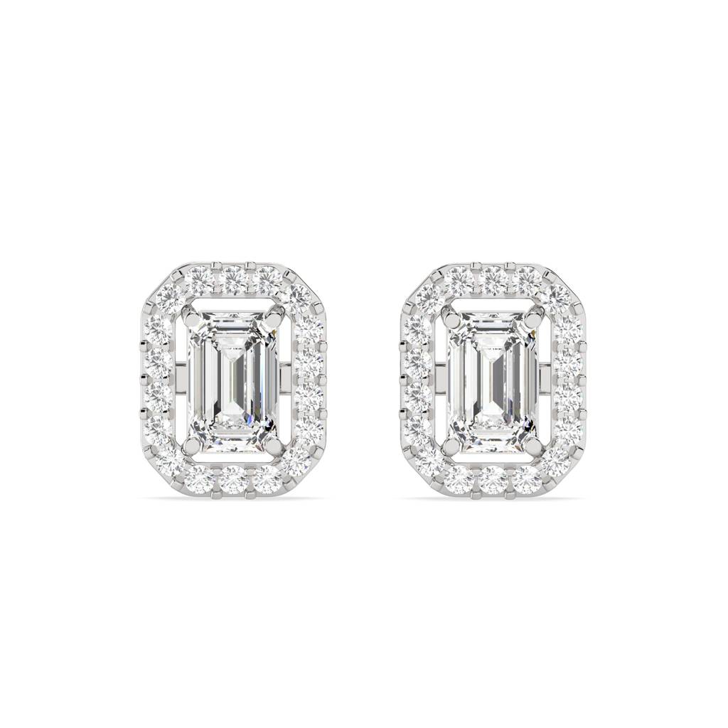 0.10 Ct Emerald Halo Stud Earring : SFJ0524ER-021