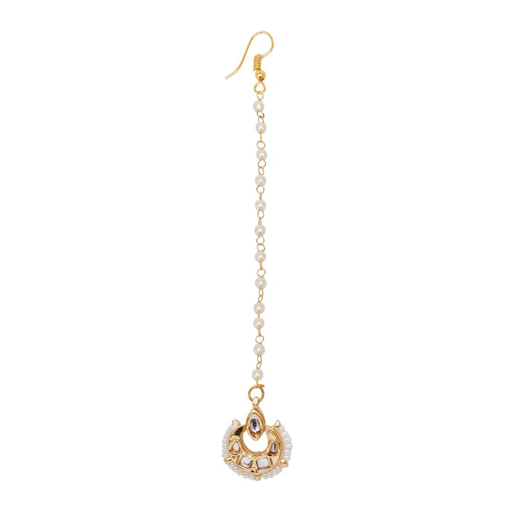 Kundan & Pearl Round Maang Tikka : RRKDEC22-42