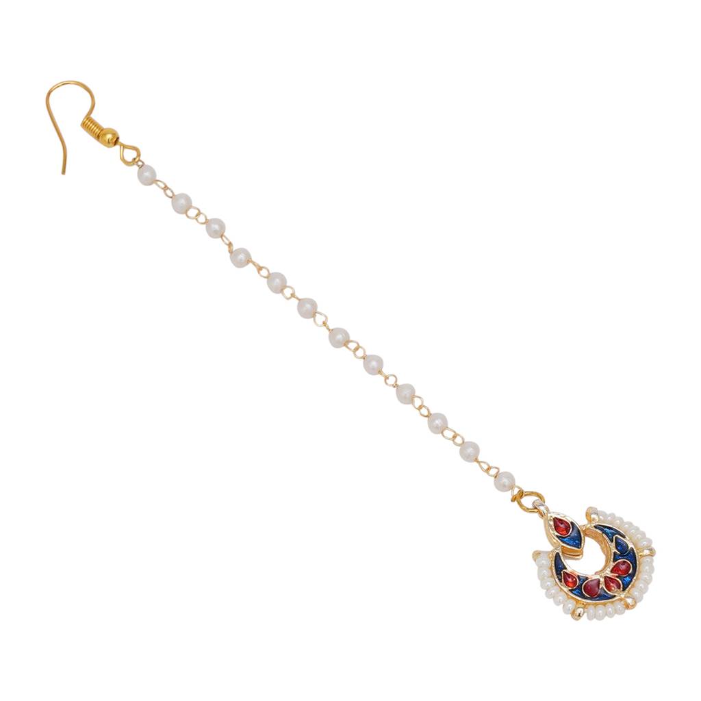 Kundan & Pearl Round Maang Tikka : RRKDEC22-42