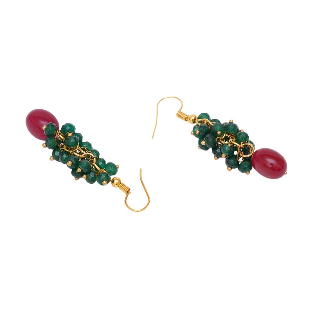 Maroon And Greeen Stone Earrings : RRKDEC22-12