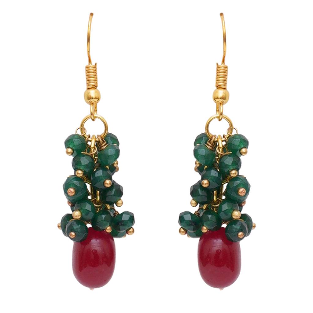 Maroon And Greeen Stone Earrings : RRKDEC22-12