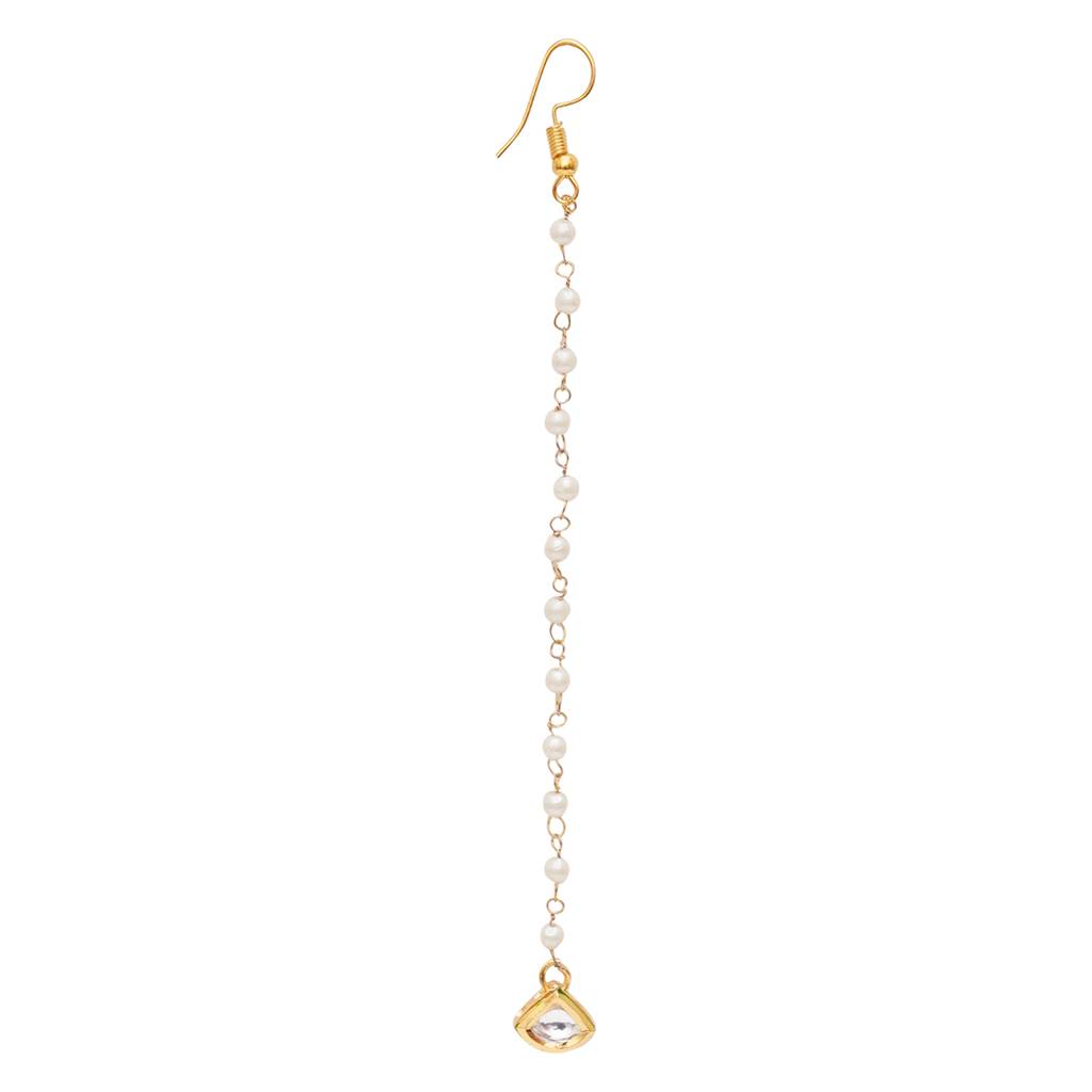 Kundan Maang Tikka With Pearl Chain : RRKDEC22-48