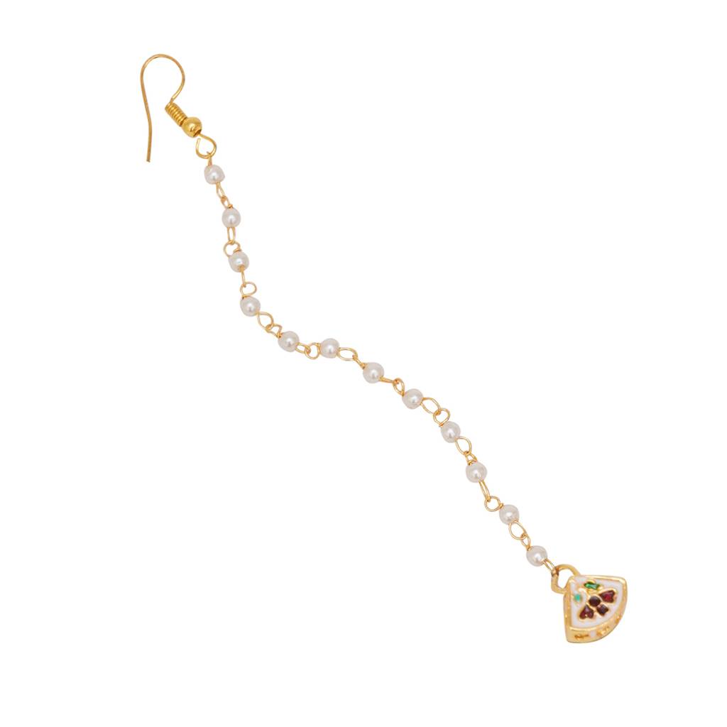 Kundan Maang Tikka With Pearl Chain : RRKDEC22-48