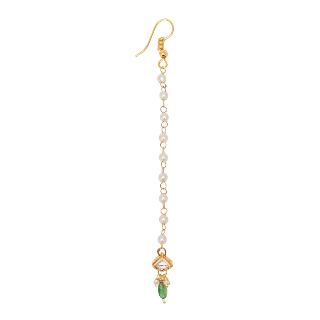 Green Stone Drop Kundan Maang Tikka : RRKDEC22-39