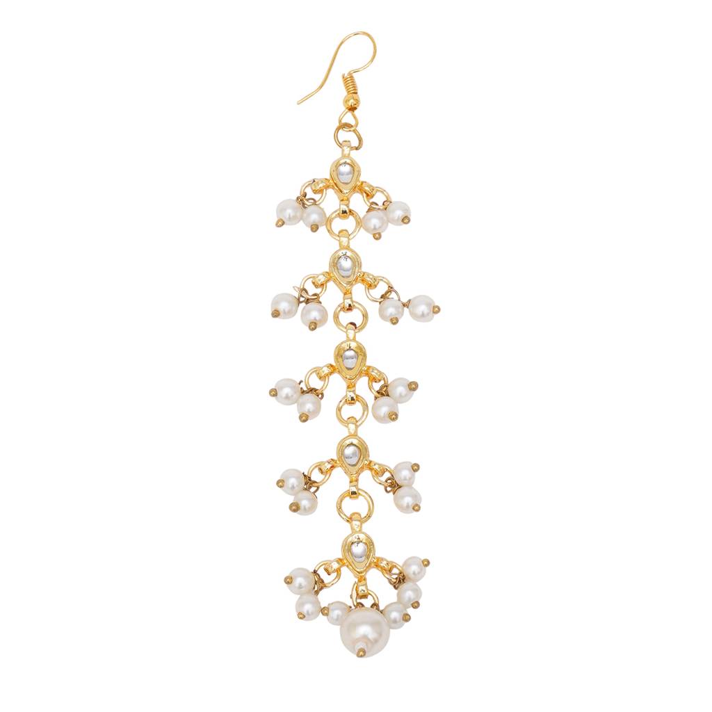 Heavy Pearl Kundan Maang Tikka : RRKDEC22-56