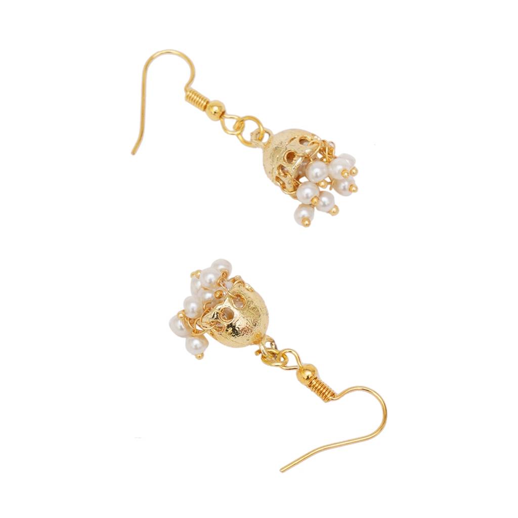 Golden Jhumki With Pearls : RRKDEC22-3