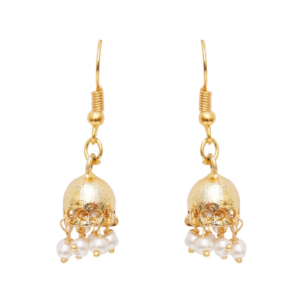 Golden Jhumki With Pearls : RRKDEC22-3