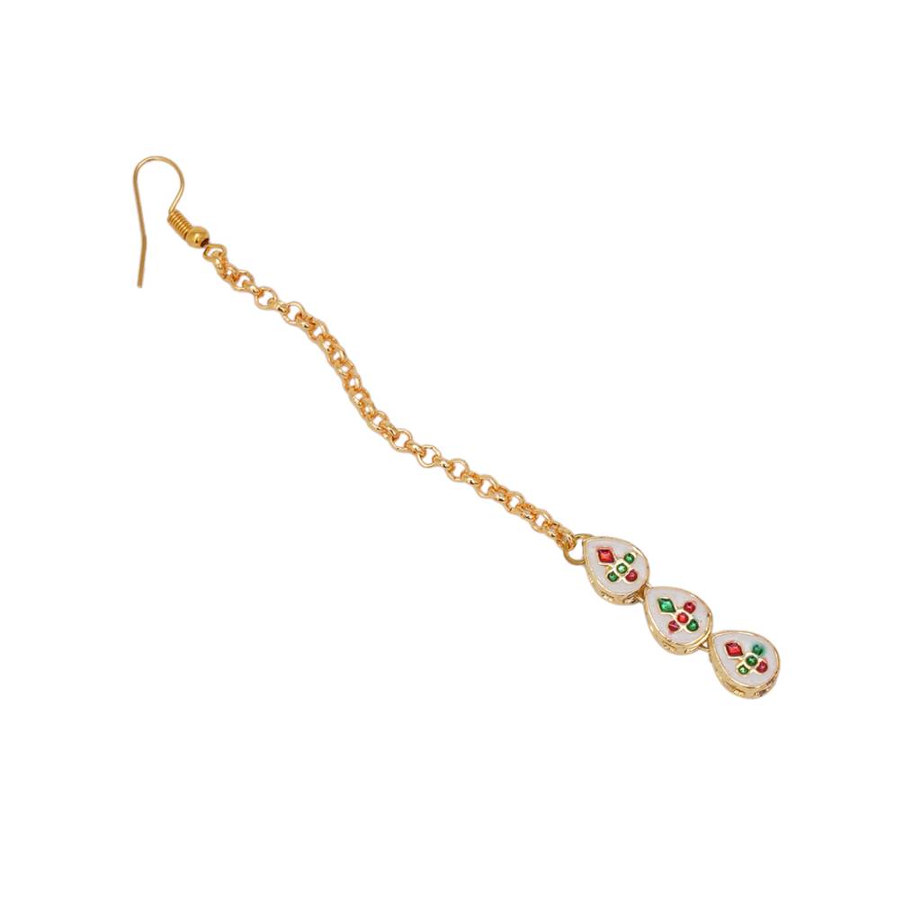 Green Kundan Maang Tikka : RRKDEC22-54