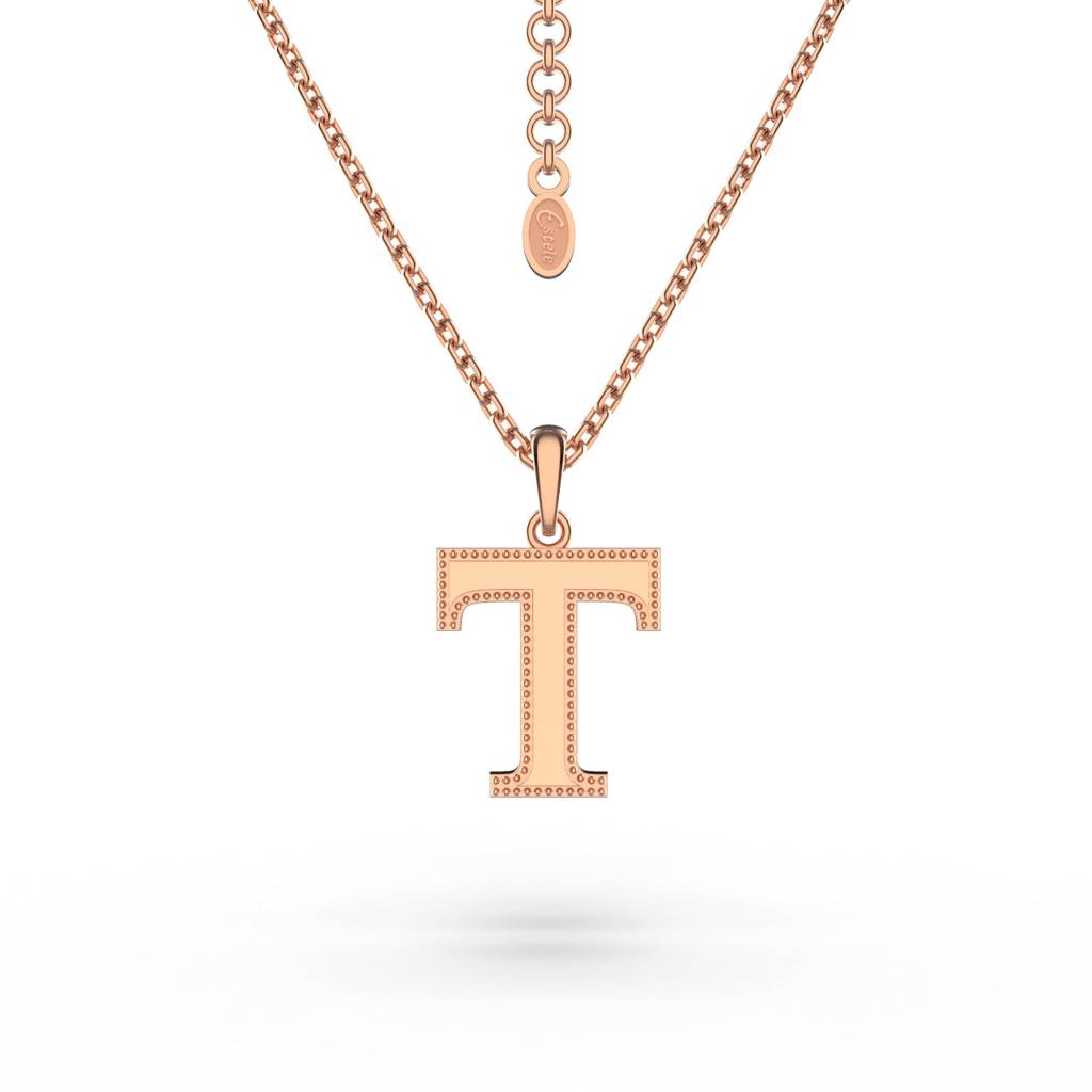 Estele Rosegold Plated Trendy "T" Charm Alphabet Initials Pendant For Women : 1009-TPENDANT