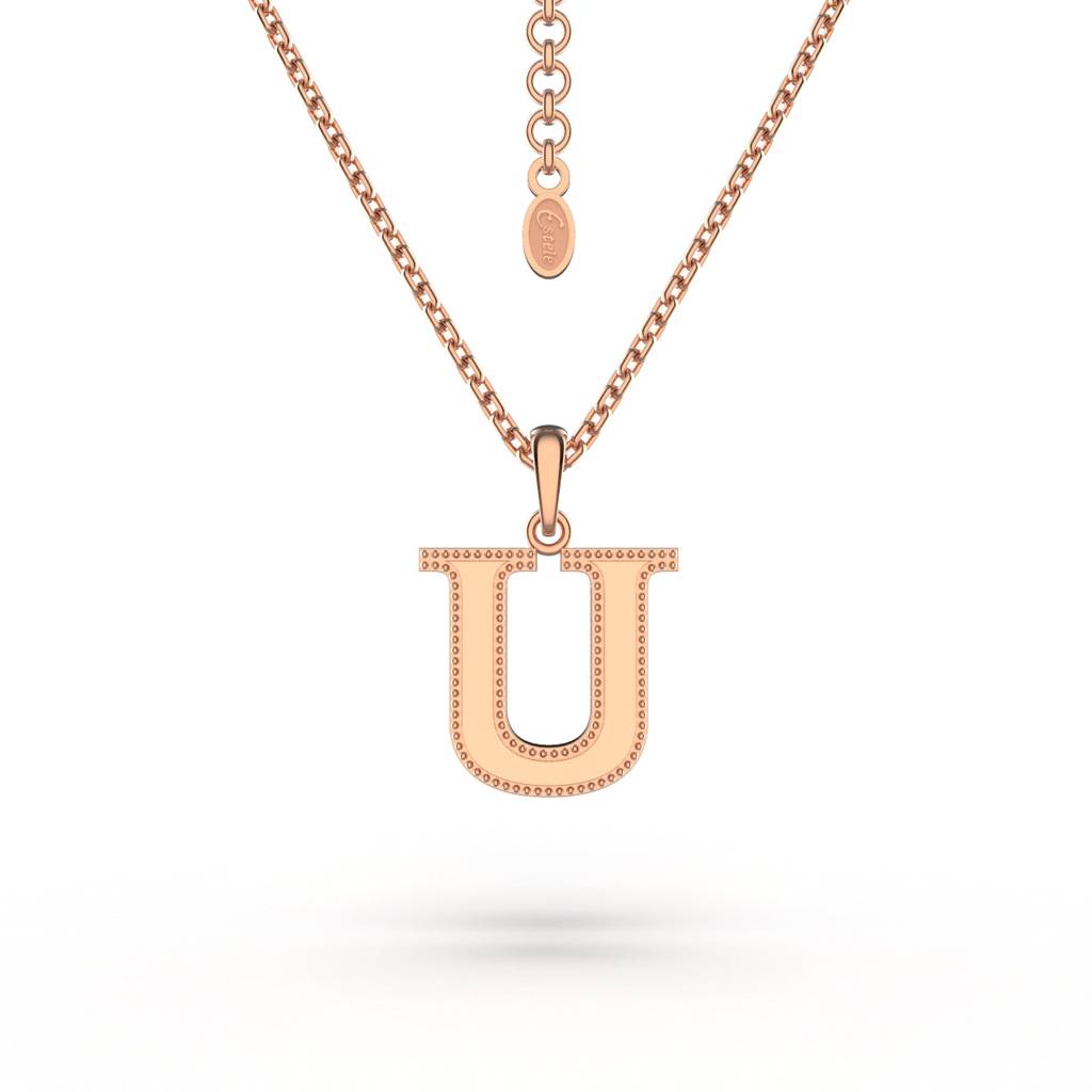 Estele Rosegold Plated Unique "U" Charm Alphabet Initials Pendant For Women : 1009-UPENDANT