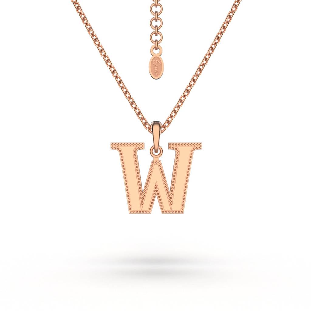 Estele Rosegold Plated Letter Charm Pendant For Women / Girls : 1009-WPENDANT