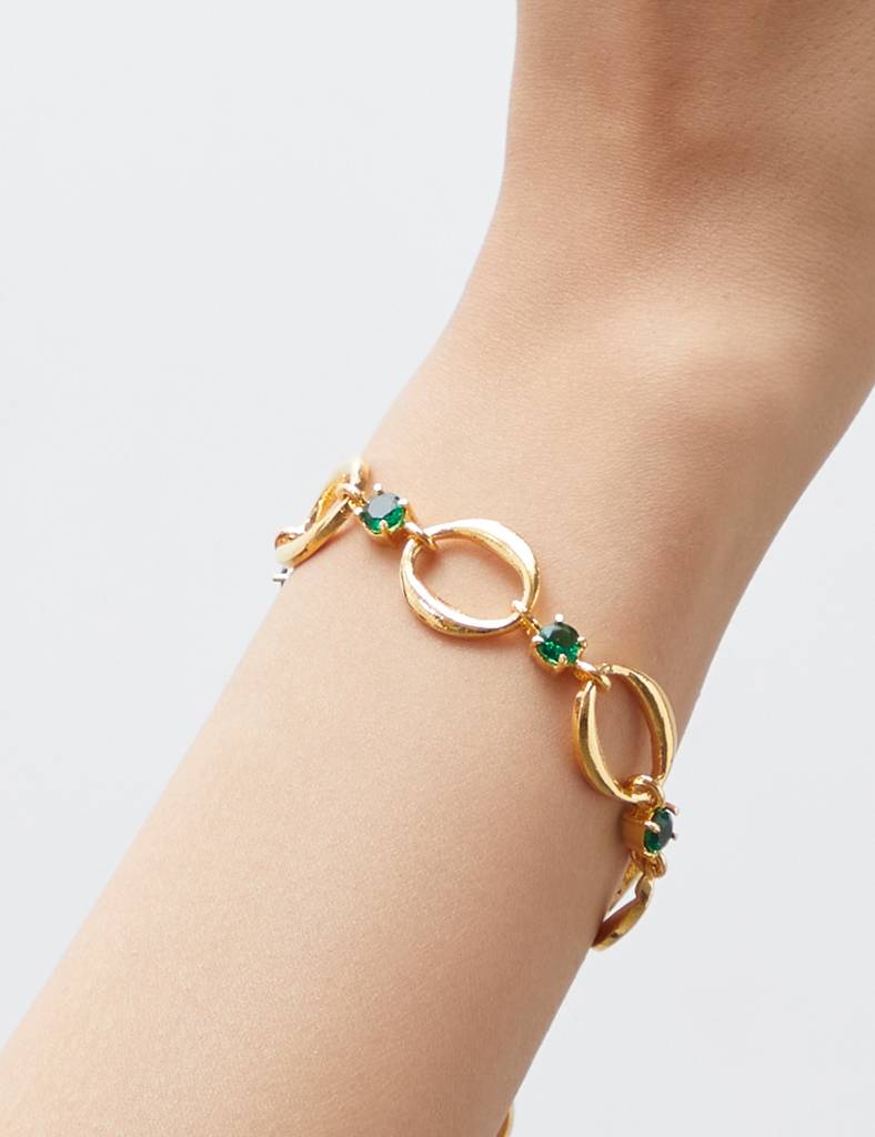 Emerald Rani Link Chain Bracelet