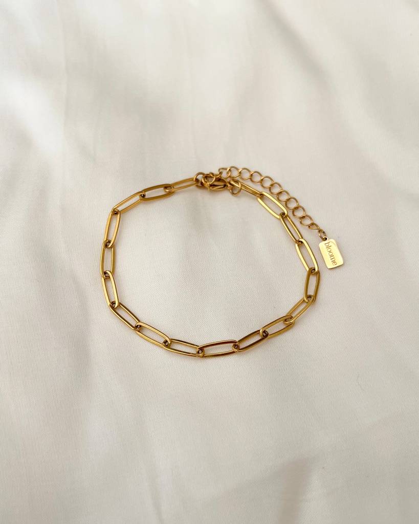 18K Gold Plated Paper Clip Anklet : A1