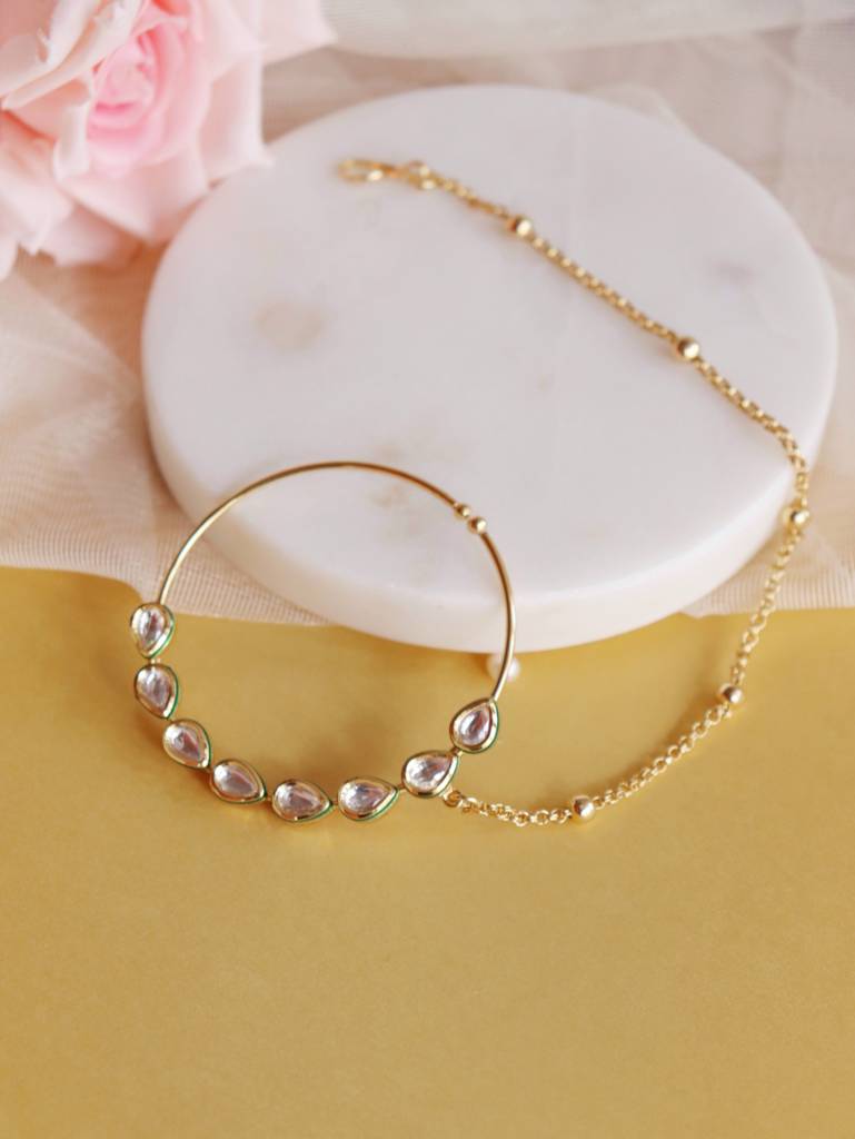 Miera Kundan And Gold Plated Nose Ring : FAE10