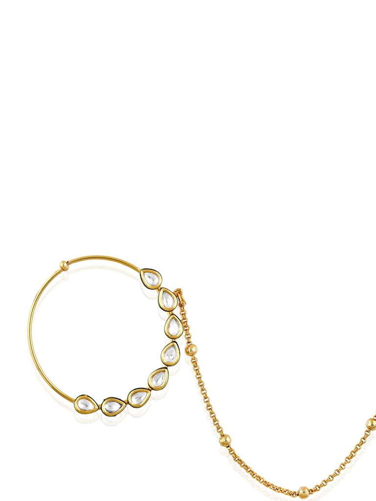 Miera Kundan And Gold Plated Nose Ring : FAE10