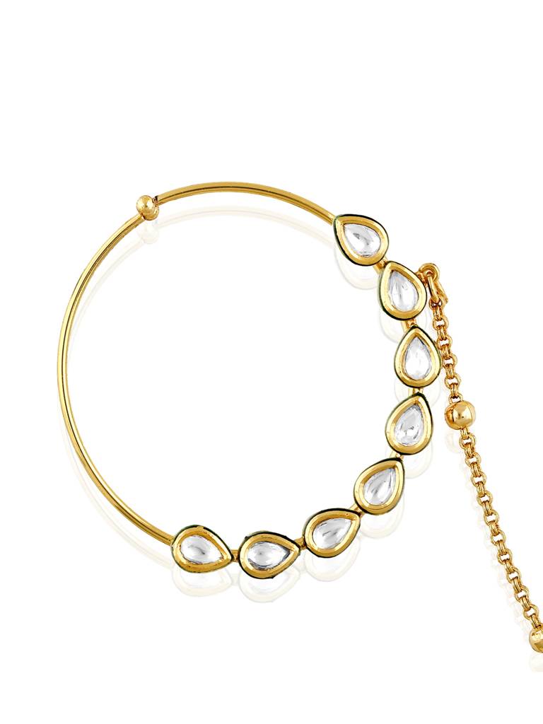 Miera Kundan And Gold Plated Nose Ring : FAE10