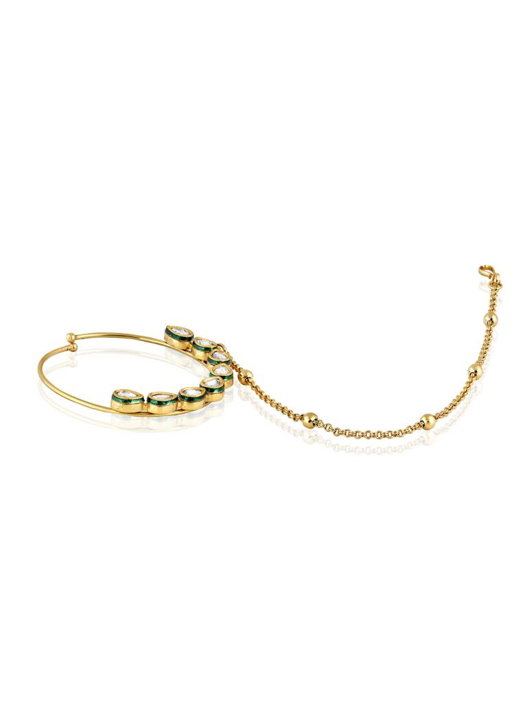 Miera Kundan And Gold Plated Nose Ring : FAE10