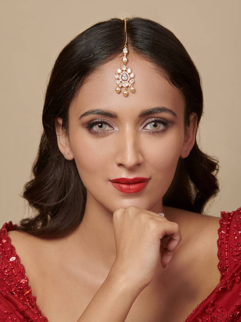 The Bridal Edit-Kundan And Pearls Maang Teeka : FAE43