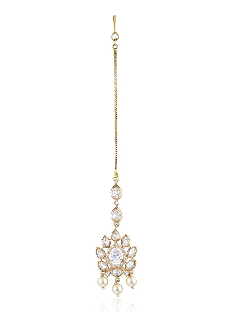The Bridal Edit-Kundan And Pearls Maang Teeka : FAE43