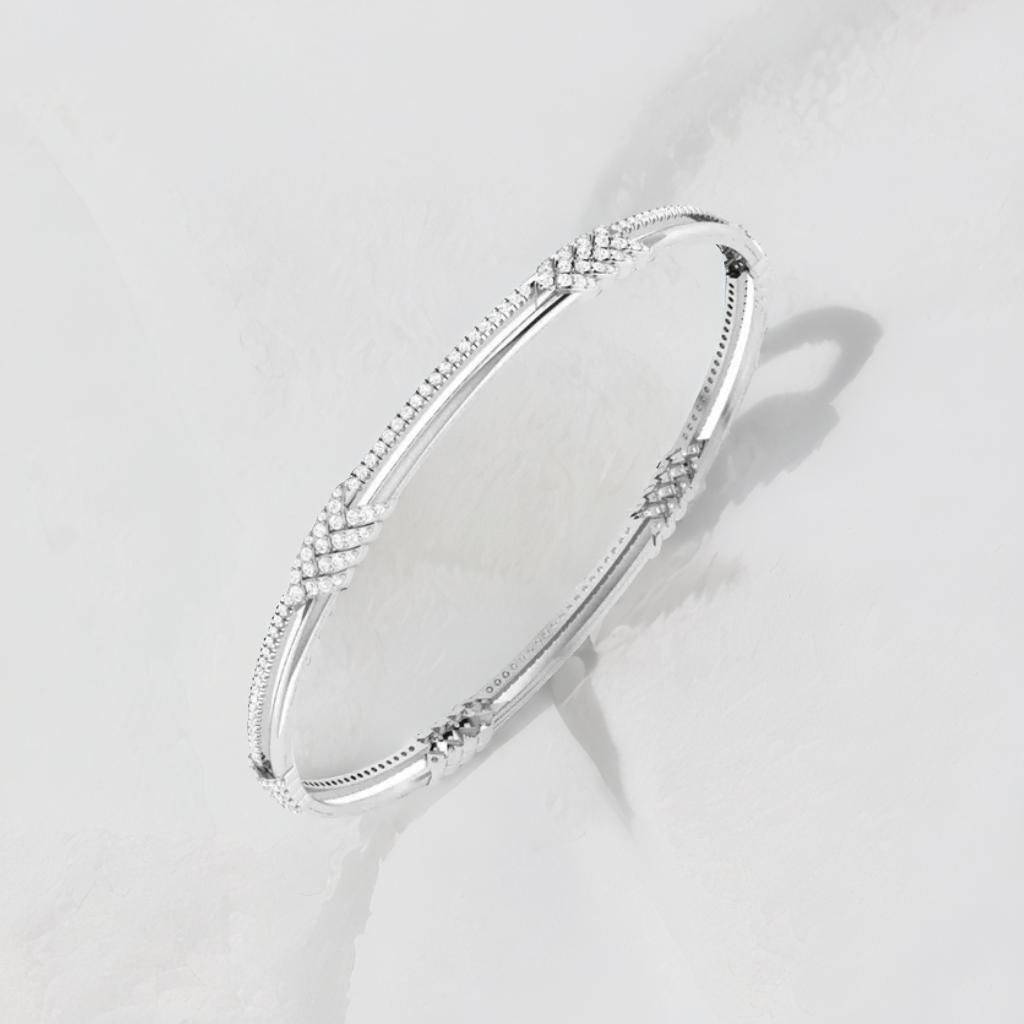 Classy Chevron Moissanite Bangle : FBG8739D