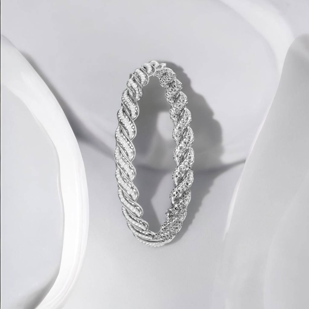 Braidy Bloom Moissanite Bangle : FBG8757D