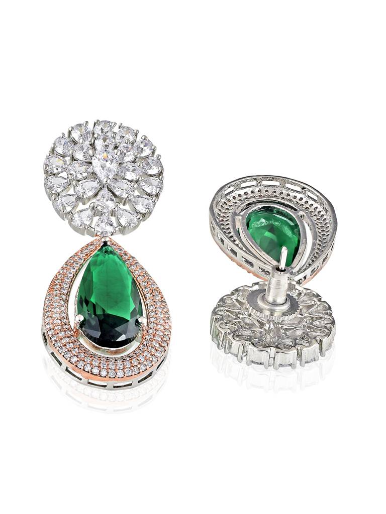 Diamante Emerald Green Drop Earrings : FEC135