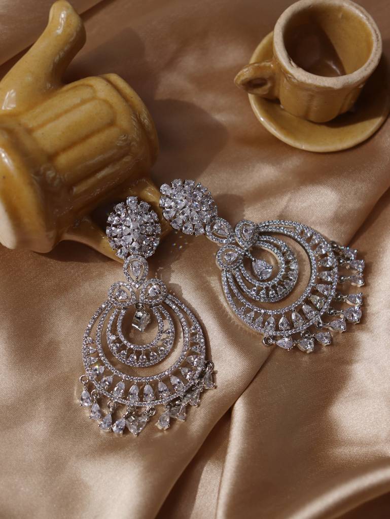 Diamante Double Layered Chandbali Earrings : FEC144