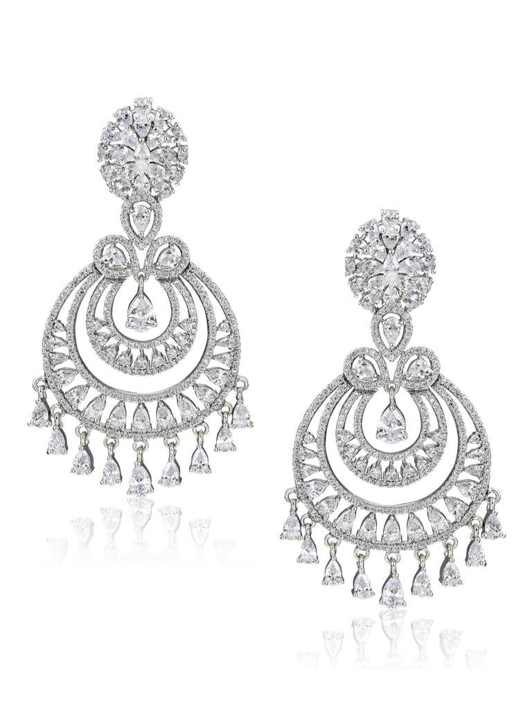 Diamante Double Layered Chandbali Earrings : FEC144