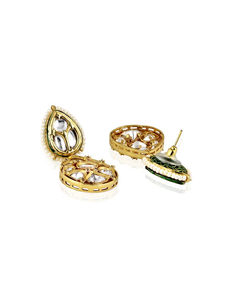 Miera Kundan And Gold Plated Drop Earrings : FEE200