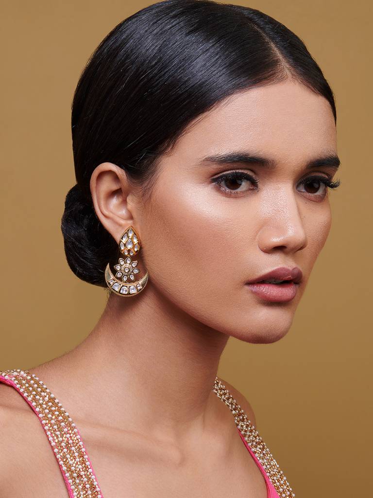 Miera Kundan Chandbali Earrings : FEE228