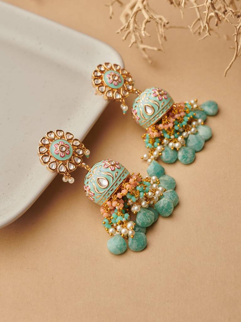 Pastel Blue Enamel Droplet Earrings : FEE229