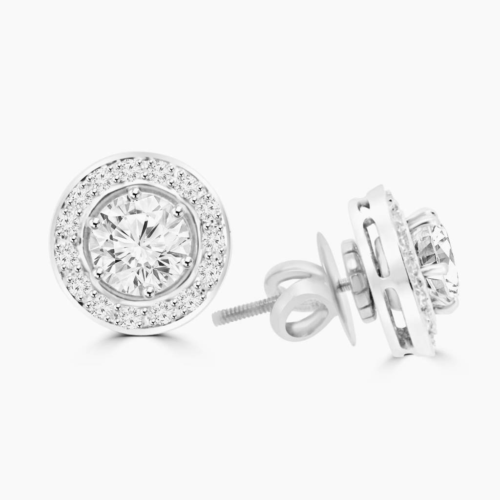 Beaium 1.20Ct Moissanite Halo Earrings : FER0088M