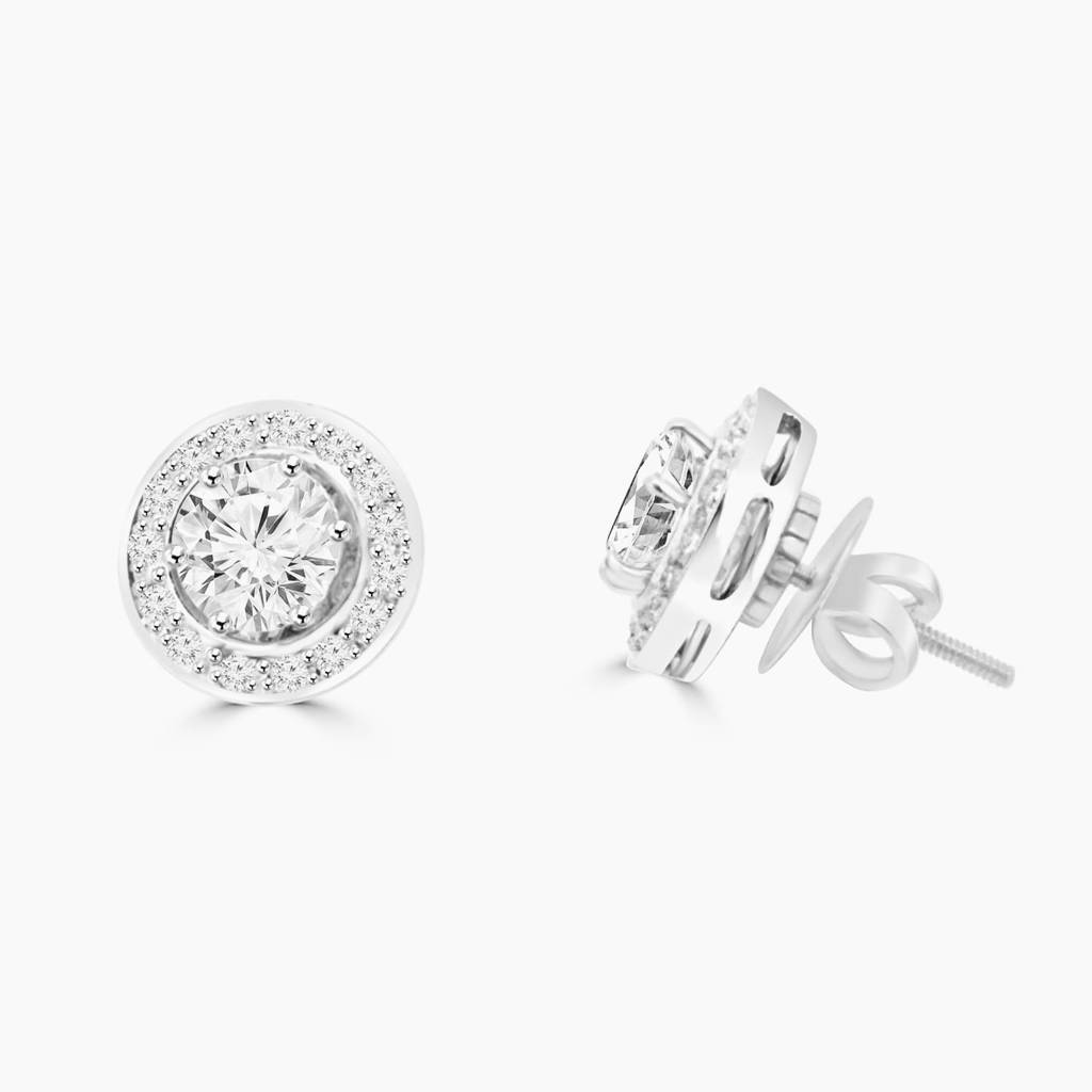 Beaium 1.20Ct Moissanite Halo Earrings : FER0088M