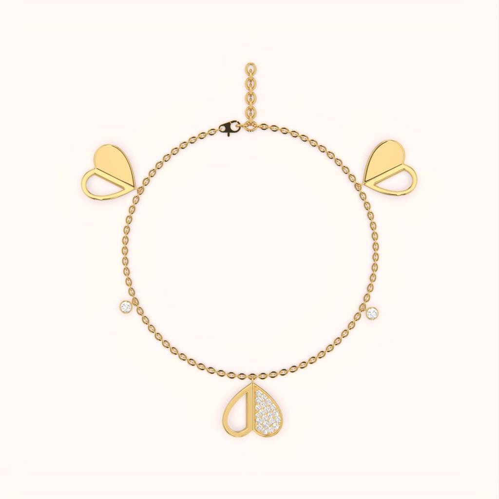 18K Gold Vermeil Modern Hearts Bracelet : KBC0053-Gold