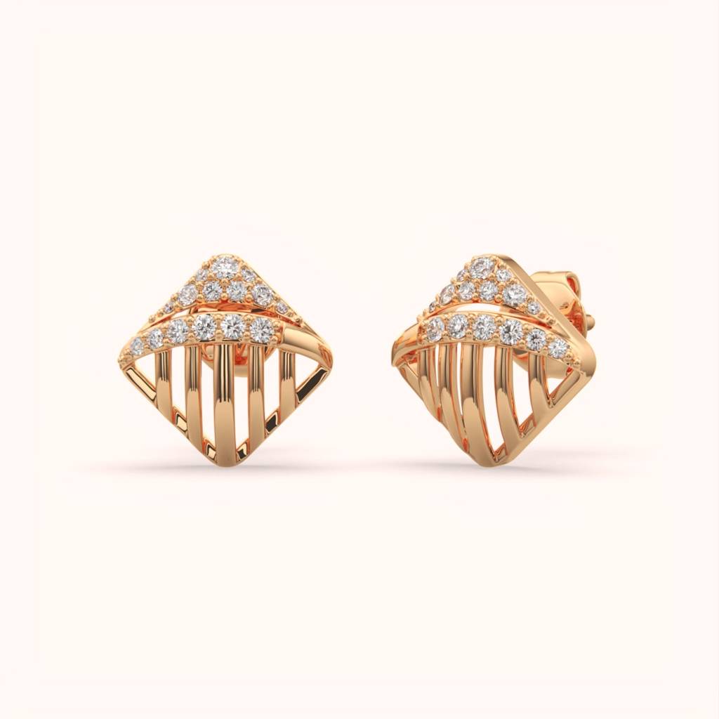 18K Gold Vermeil Radiance Textured Studs : KES0031-Rosegold
