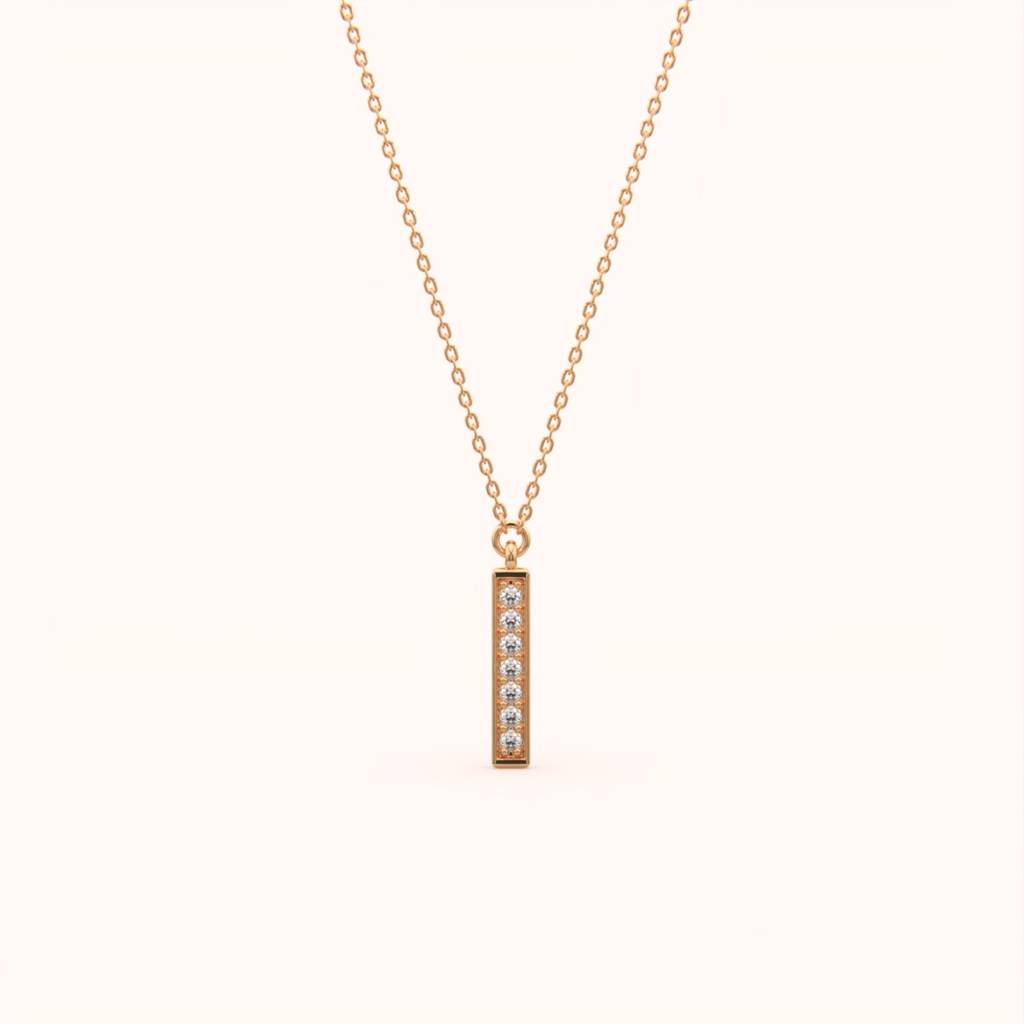 18K Gold Vermeil Vertical Diamond Bar Necklace : KNC0075-Gold