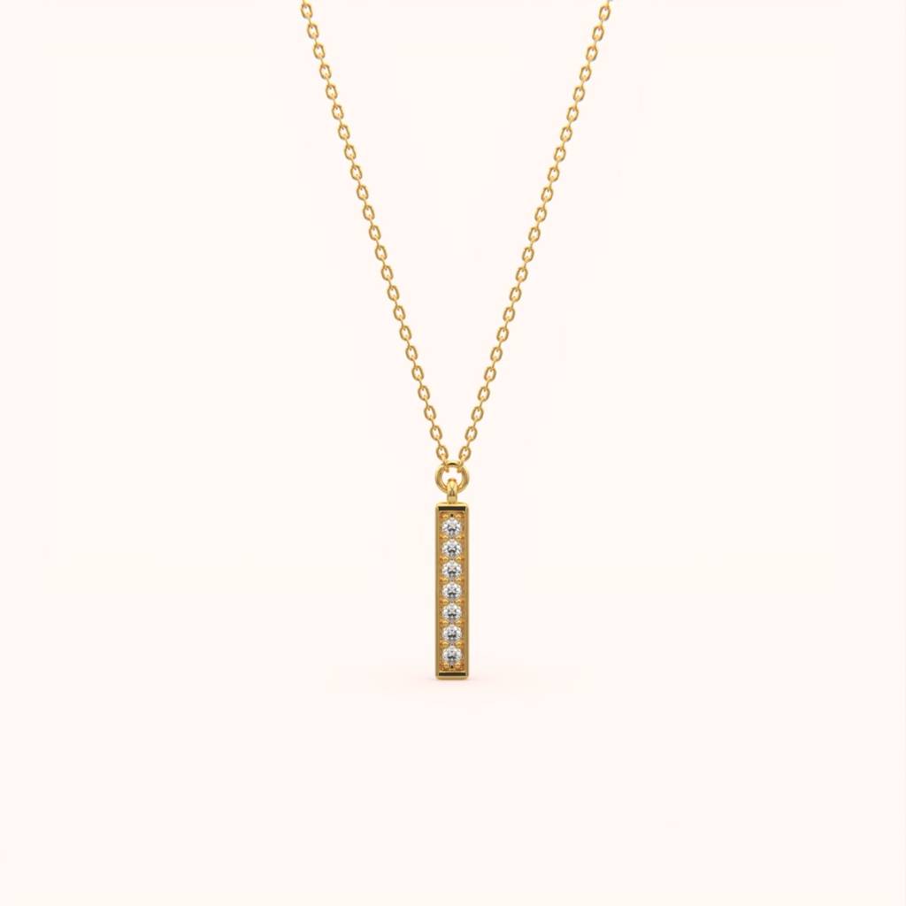 18K Gold Vermeil Vertical Diamond Bar Necklace : KNC0075