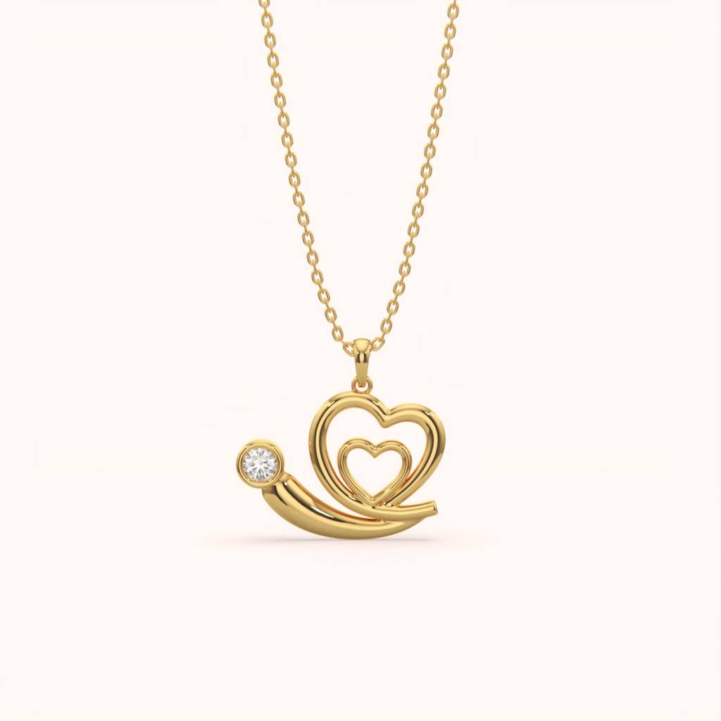 18K Gold Vermeil Double Heart Pendant : KNP0065-Gold